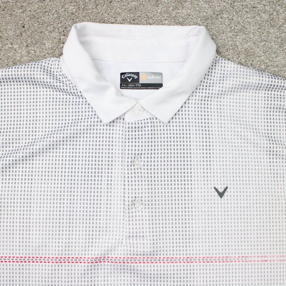 Callaway Opti-Dri Polo Shirt Mens 2XL XXL White Geometric Golf Short Sleeve - Picture 5 of 12
